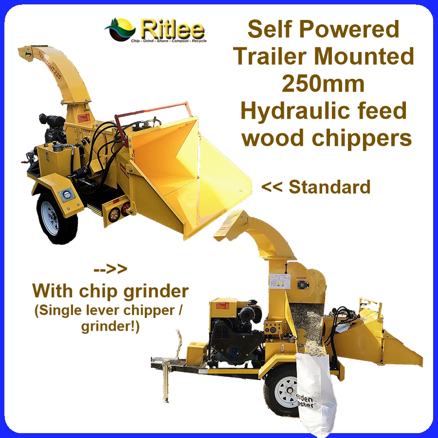 225 Trailer Mounted Hydraulic Feed Wood Chipper
