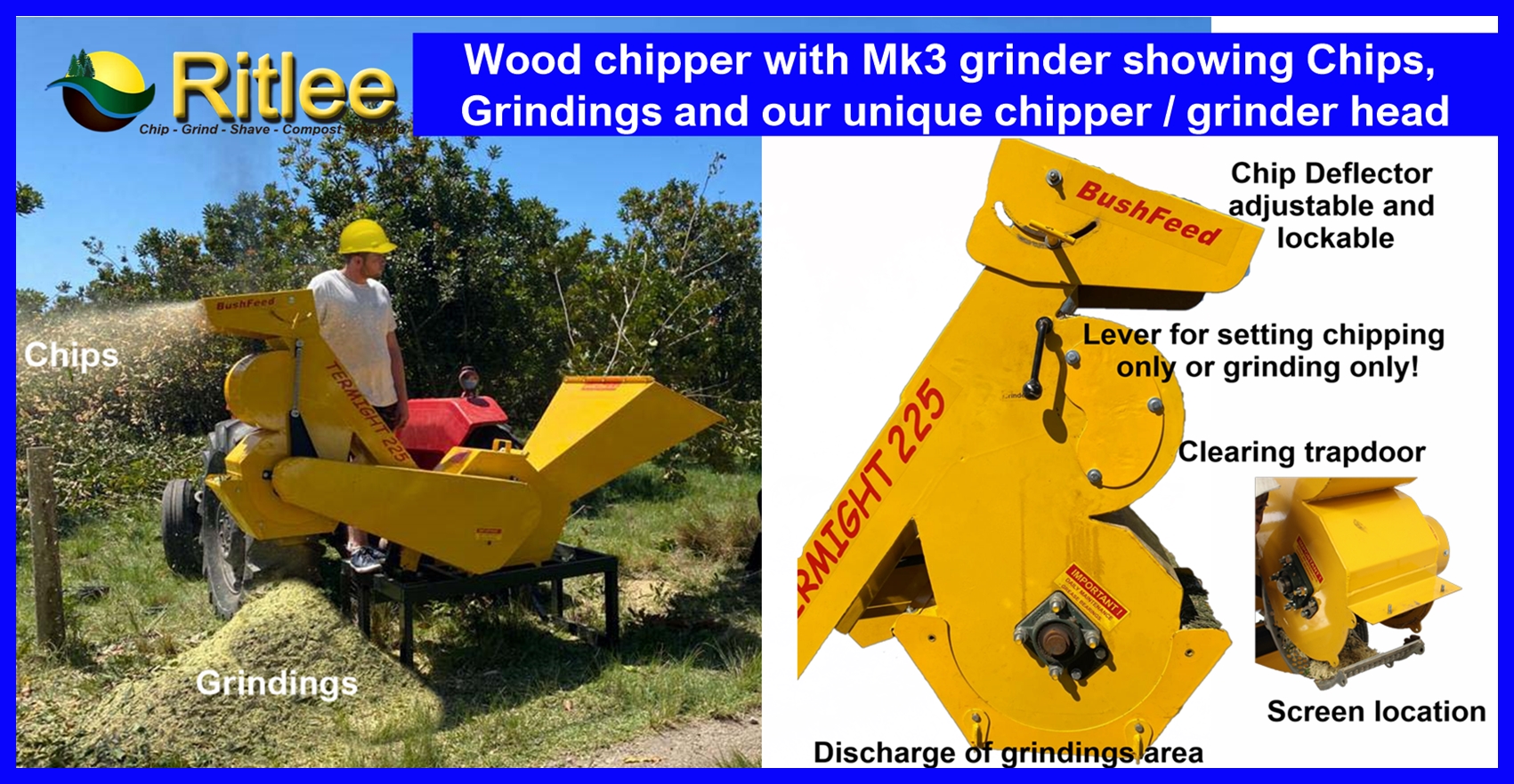 225 Tractor Mounted Gravity Feed Wood Chipper - Image 3